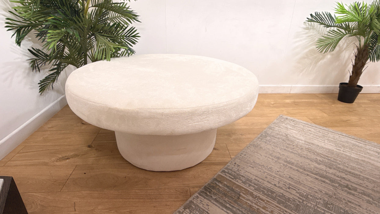 Sofology Luelle Fabric Large Designer Footstool in Soft Sherpa Natural