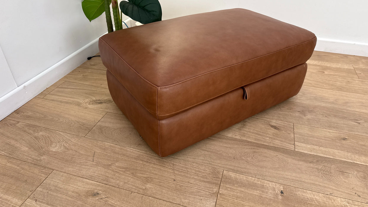 Sofology Retreat Leather Large Storage Footstool in Relaxed Soft Tan