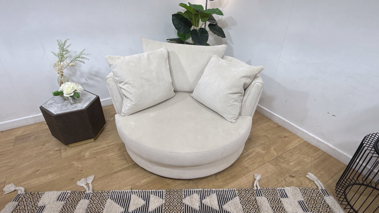 Sofology Castello Fabric Large Swivel Chair in Soft Sherpa Natural