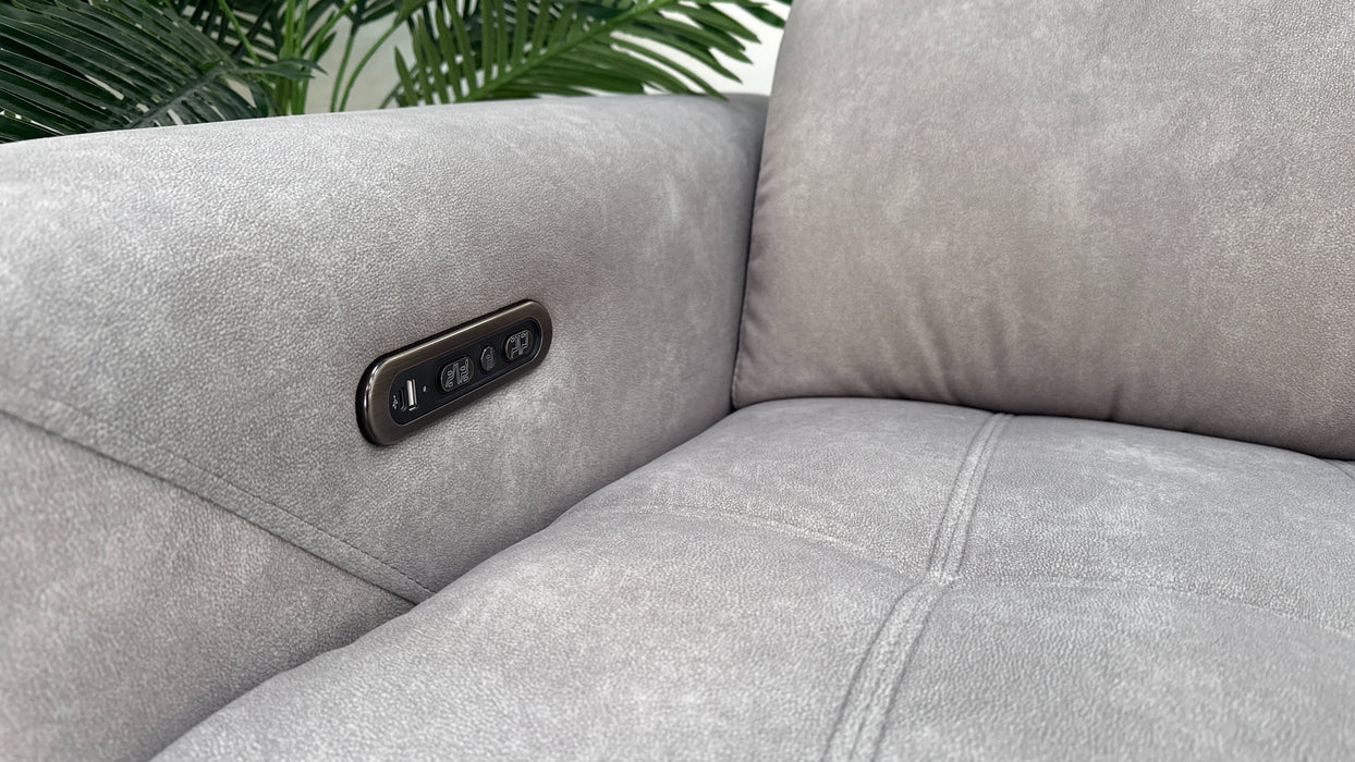 Sofology Marvella Fabric 3 Seater Power Recliner/Headrest in Lifestyle Flecked Stone
