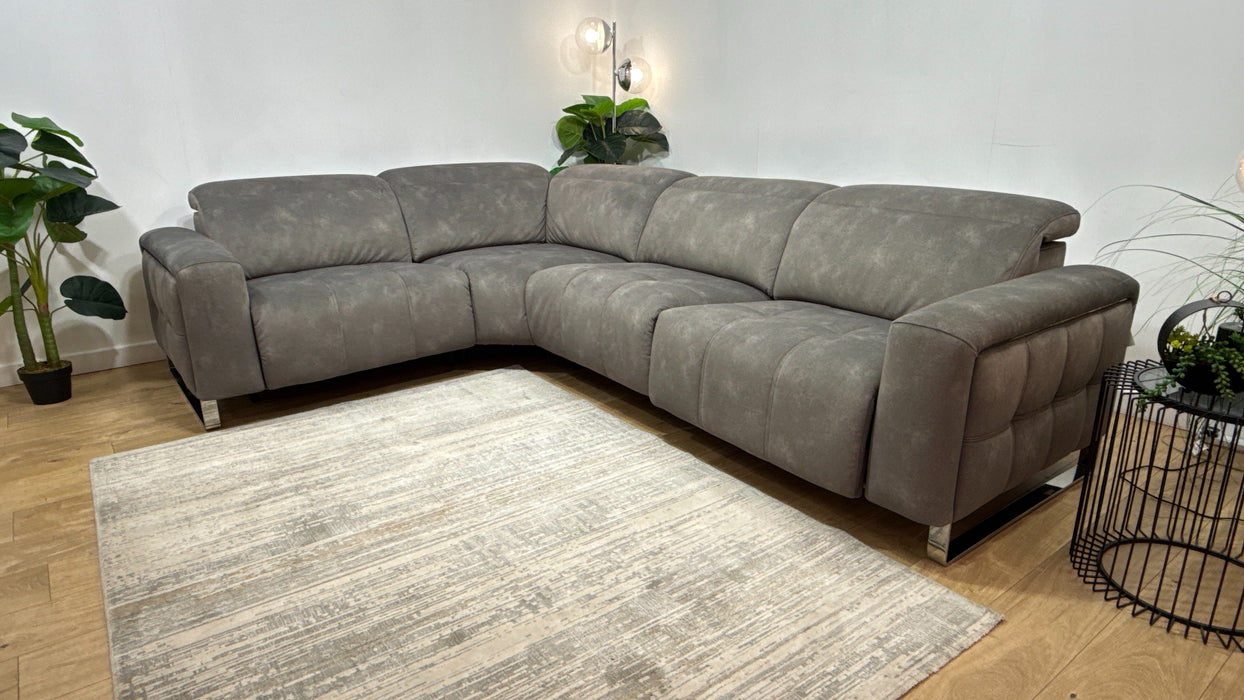 Sofology Marvella Fabric 1.5 Corner 3 Power Recliner/Headrest in Lifestyle Flecked Mocha