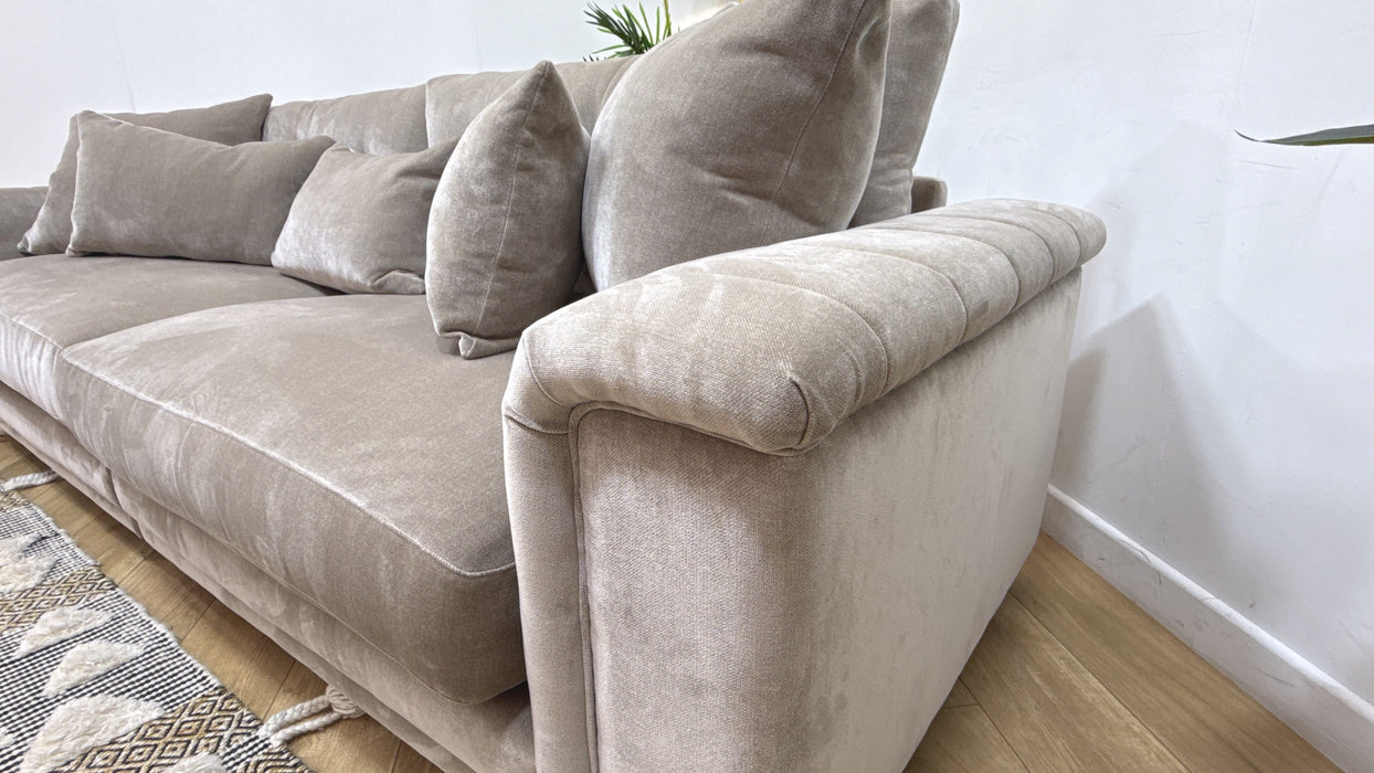 Sofology Regency Fabric 4 Seater Split Foam Seats in Fine Textured Chenille Stone