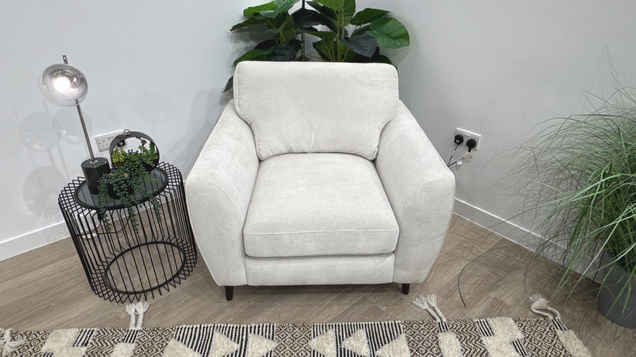 Sofology Hackney Fabric Chair Sprung Seat in Linen Look Chenille Mist Mix