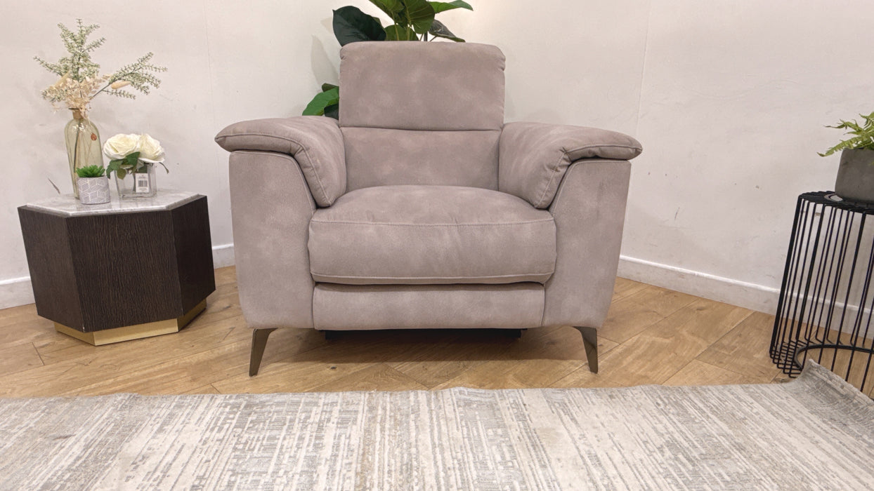 Sofology Illinois Fabric Chair Power Recliner/Headrest in Lifestyle Mottled Marble