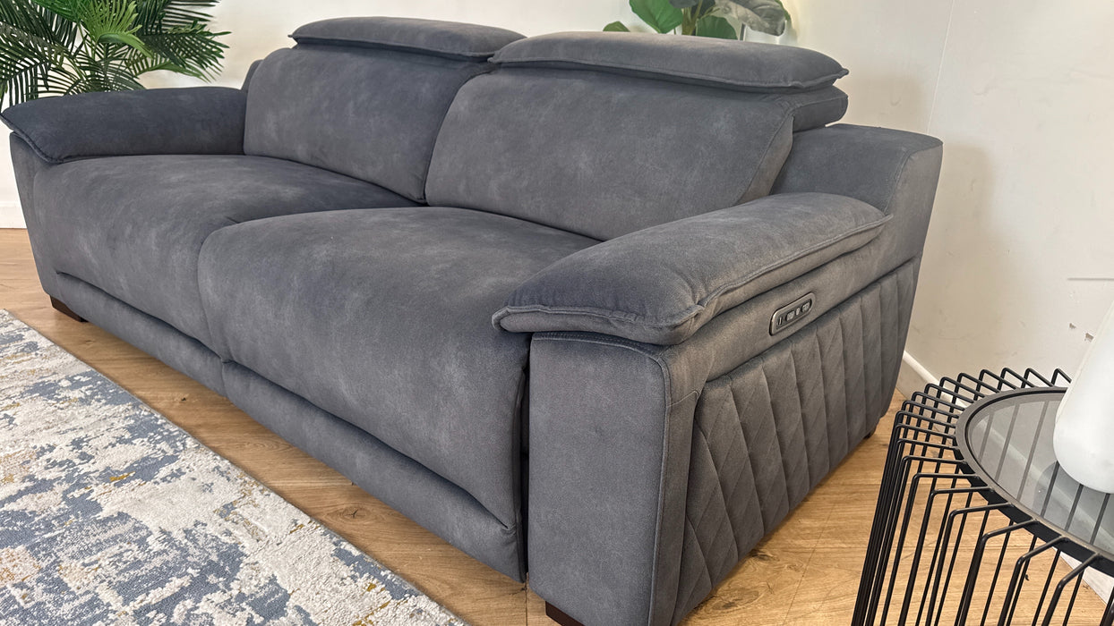 Sofology Benz Fabric 3 Seater Power Recliner/Headrest in Lifestyle Flecked Charcoal