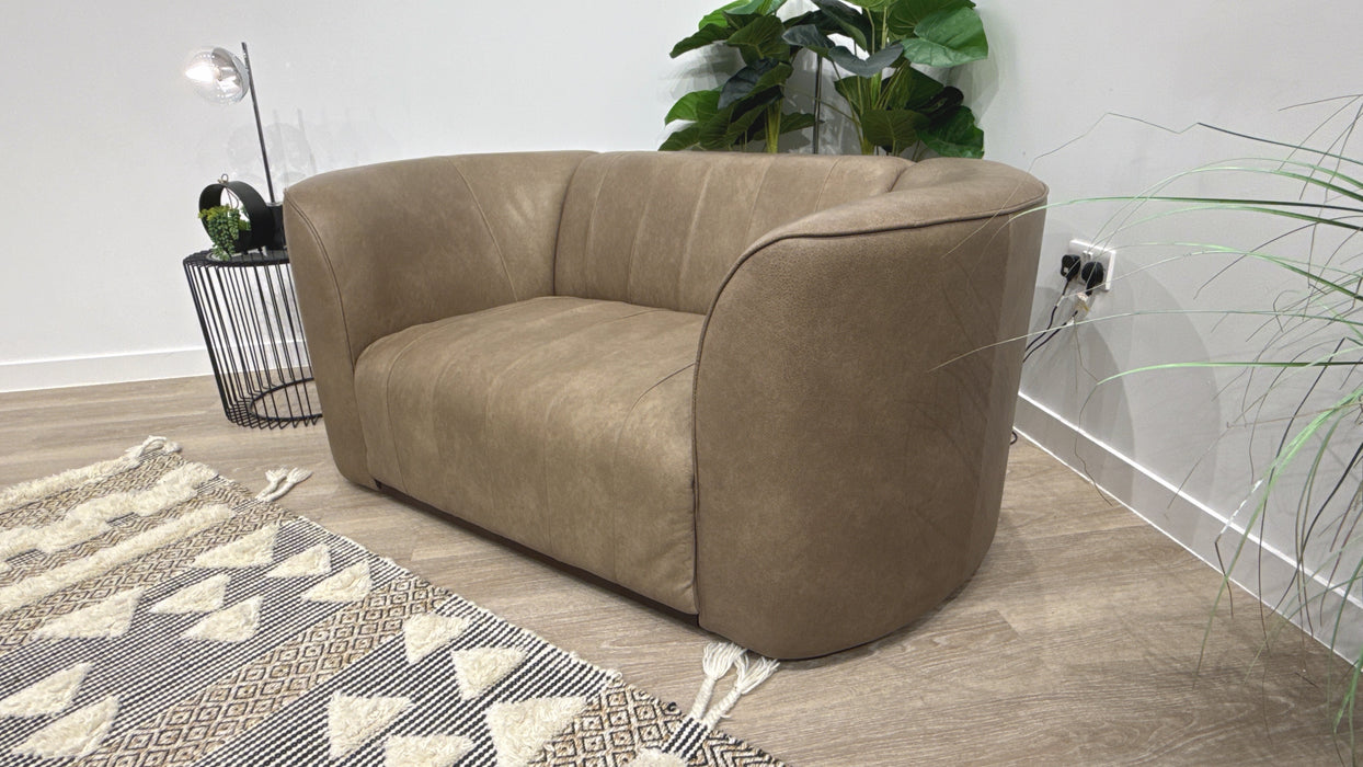 Sofology Fitzrovia Leather Loveseat in  Relaxed Natural