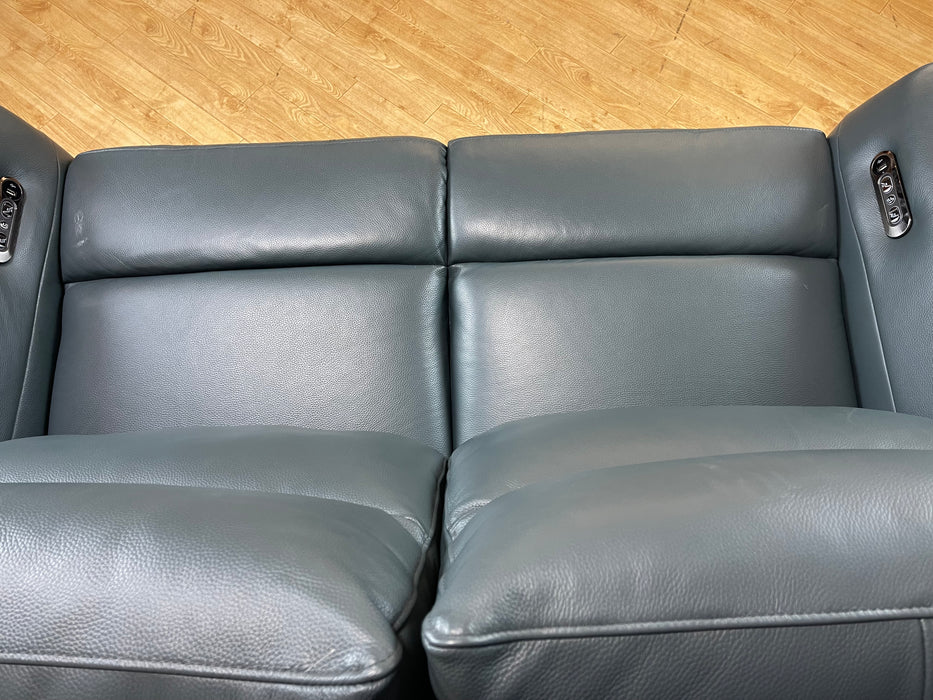 Renato 2 Seater Trusty Embossed Leather Peacock - Power Recliner (WA2)