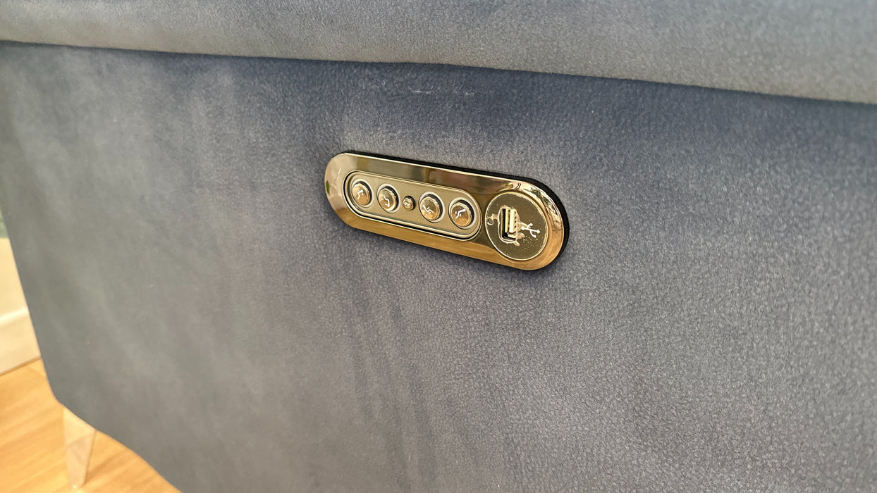 Sofology Illinois Fabric 2 Corner 1 Power Recliner/Headrest in Lifestyle Mottled Navy Blue