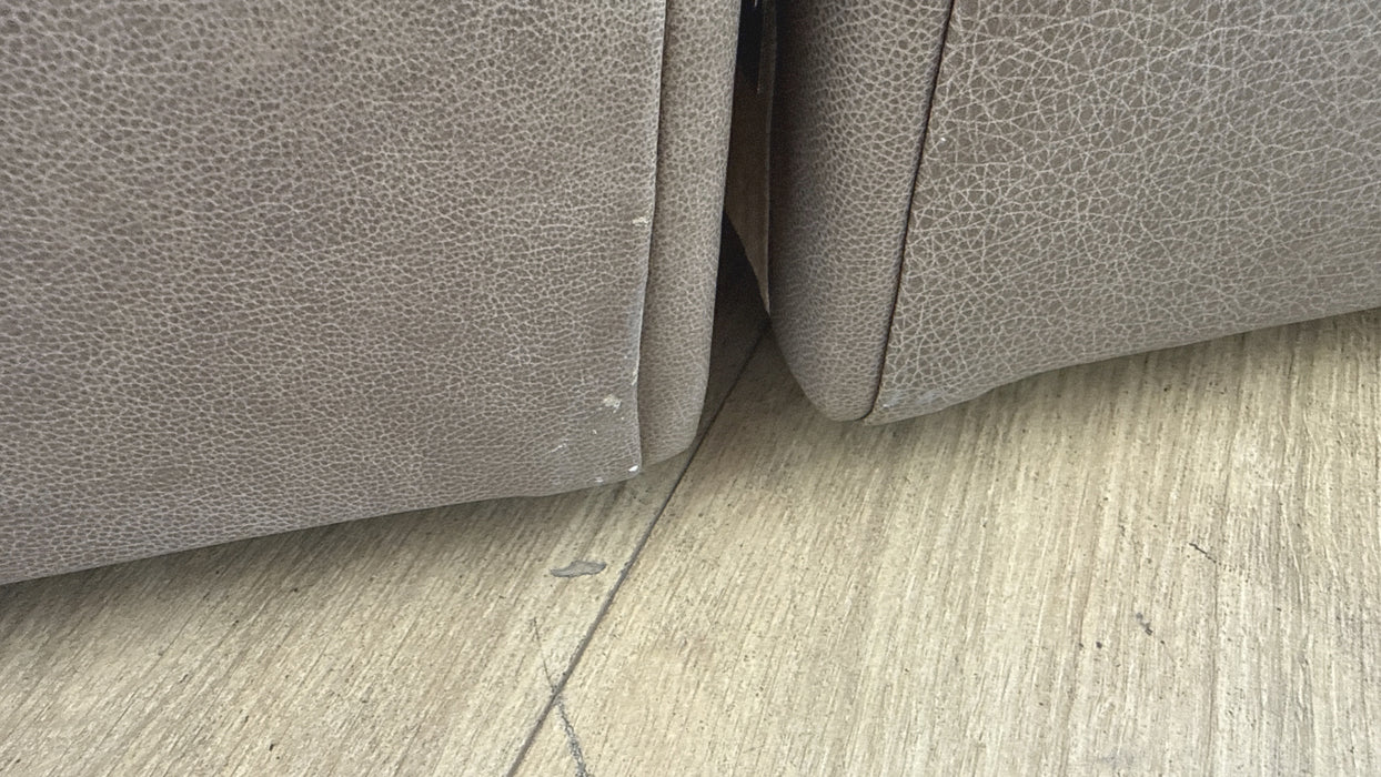 Sofology Artisan Leather 4 Seater Split in Artisan Relaxed Natural Grain Taupe/Natural Mix