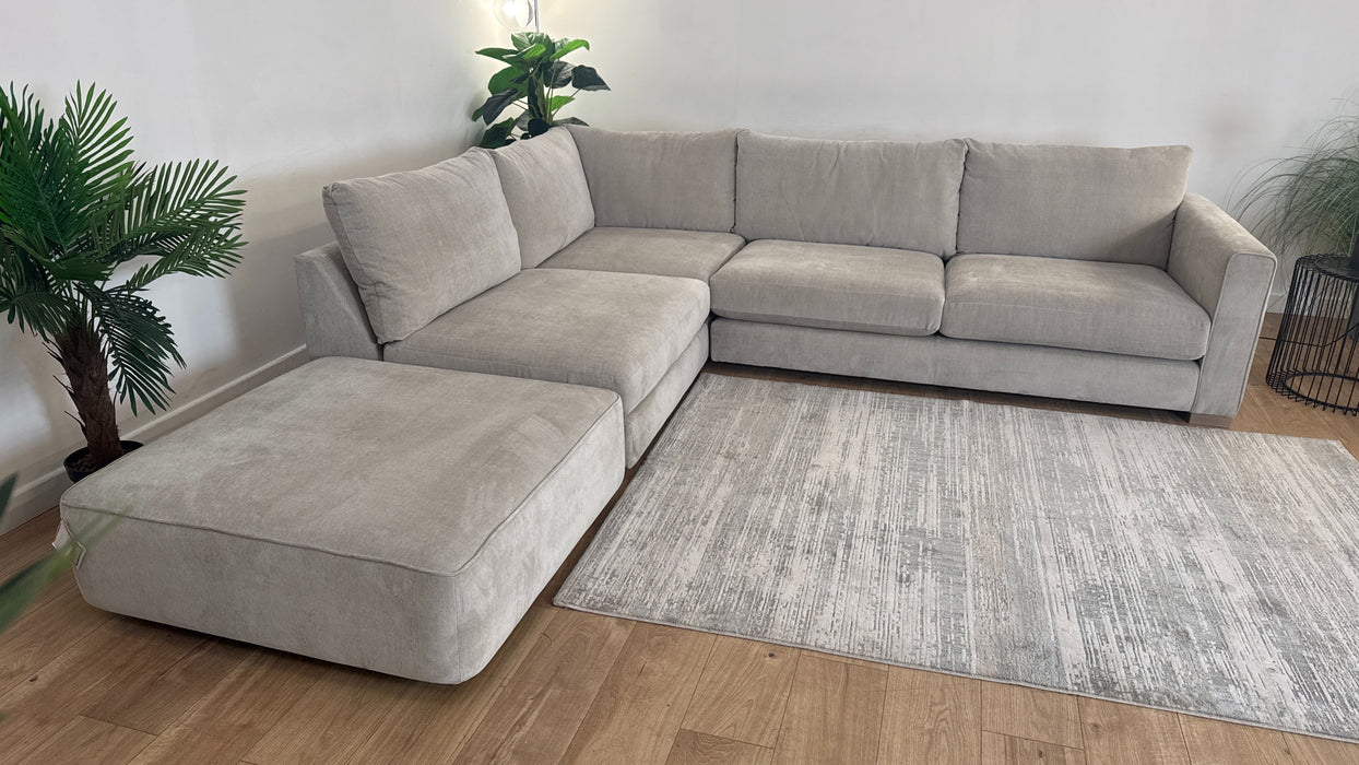 Sofology Majestica Fabric Chaise 1 Corner 3 in Soft-Chenille Linen