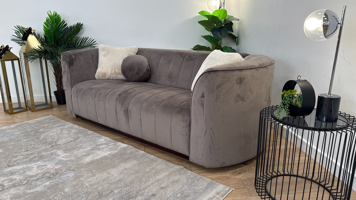 Sofology The Fitzrovia 3 Seater Fabric Sofa in Matt Velvet Mole Mix With Trim