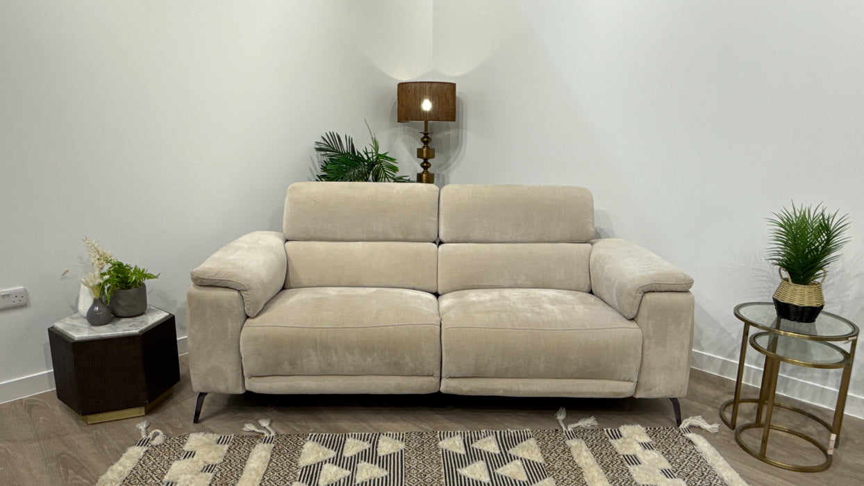 Sofology Fratelli Fabric 2.5 Seater Power Recliner/Headrest in Relaxed Chenille Cotton