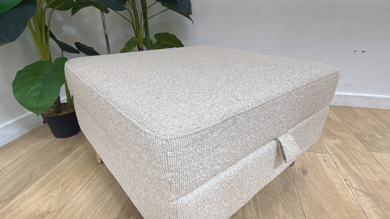 Sofology Hackney Fabric Storage Memory Foam Footstool in Mini Boucle Natural All Over