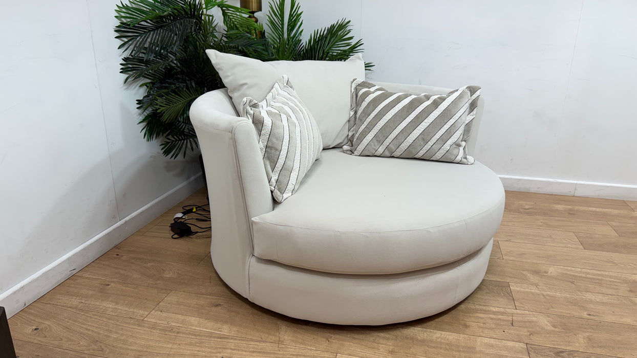 Sofology Oscar Fabric Large Swivel Chair in Super Matt Velvet Ecru Mix