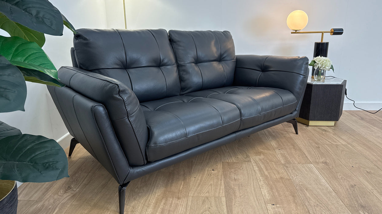 Harlan 2 Seater Leather Sofa - Dark Grey