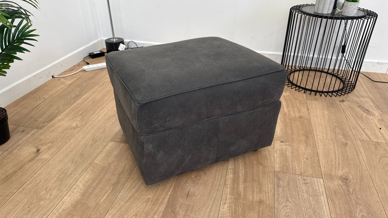 Notting Hill - Leather Storage Footstool - Charcoal