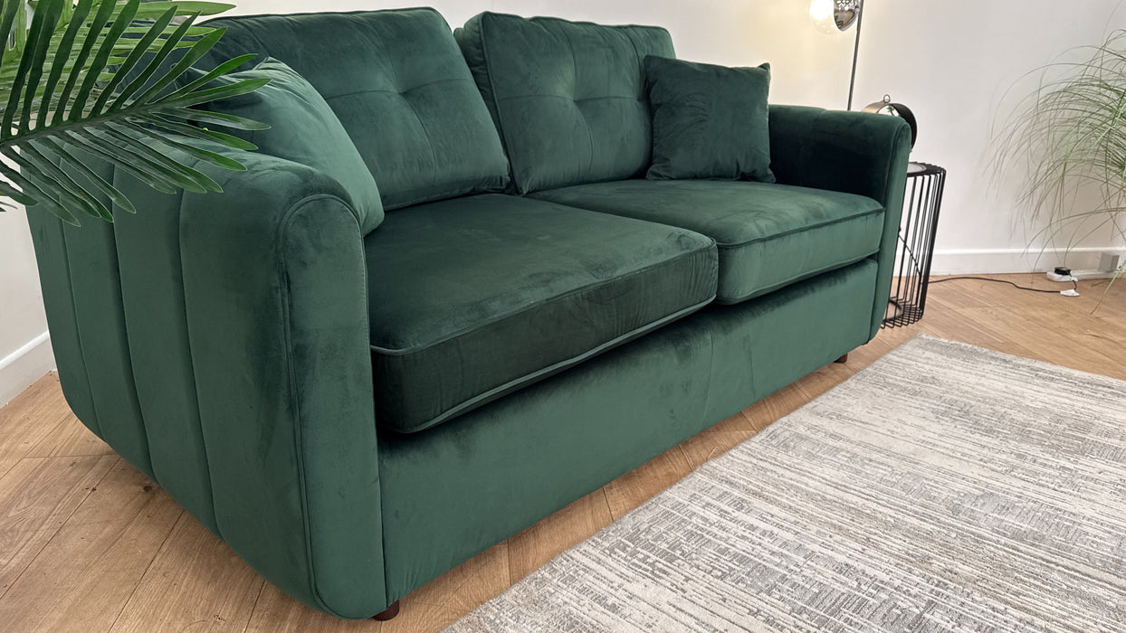 Sofology Islington Fabric 3 Seater Hypnos Deluxe Sofa Bed in Sleek Green