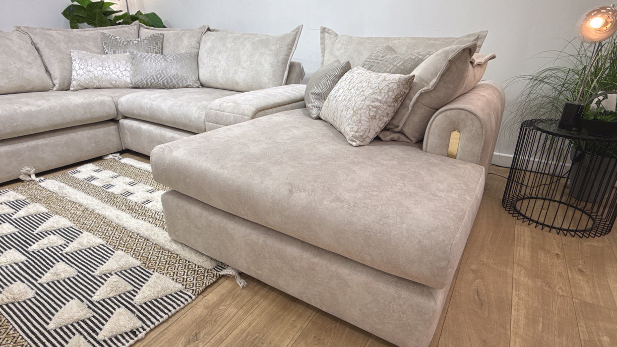 Sofology  Savoy 3 Corner 3  with Console Fabric Sofa in Lifestyle Dapple Marble