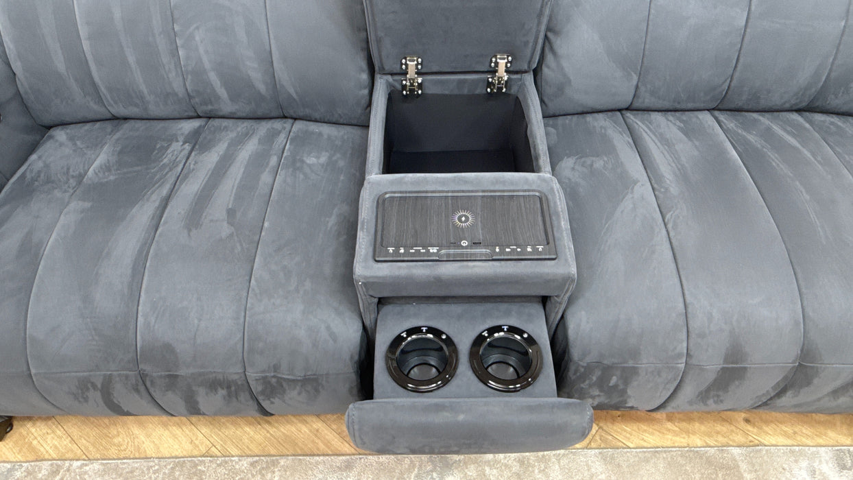Sofology Paramount Fabric 2.5 Seater Console Power Recliner/Headrest Heated Seats Speakers in Lifestyle Nubuck Feel Charcoal