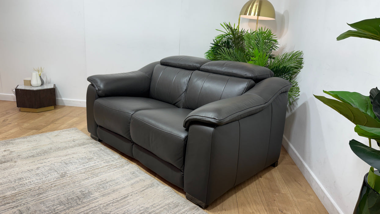 Sofology Carrera Leather 2 Seater in Trusty Embossed Charcoal