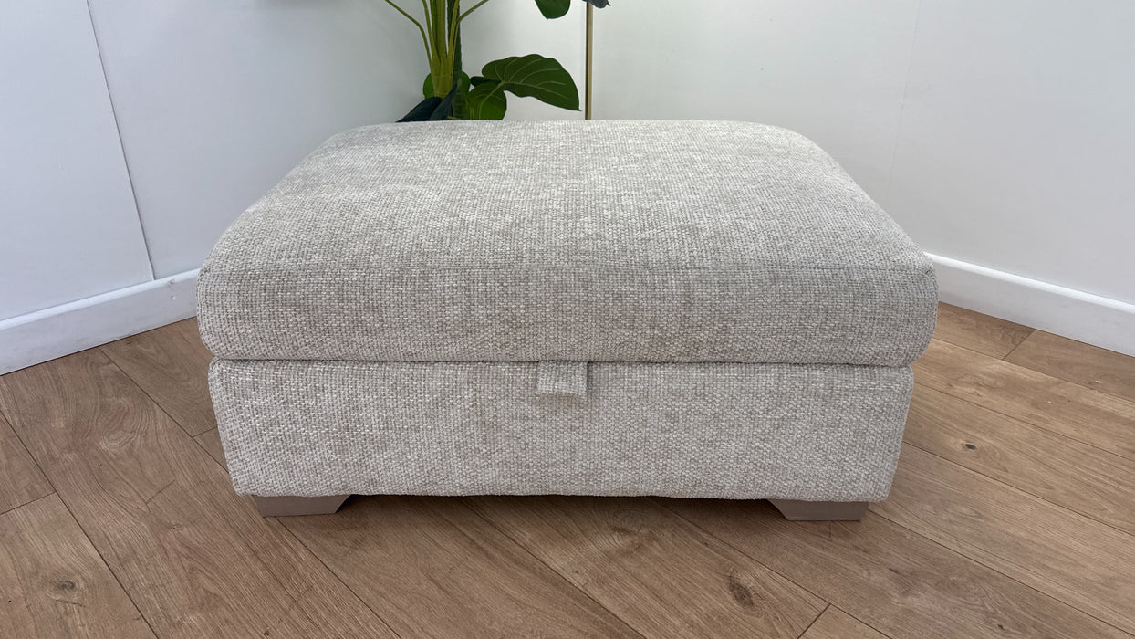 Sofology The Tallulah Footstool in Basketweave Chenille Stone All Over