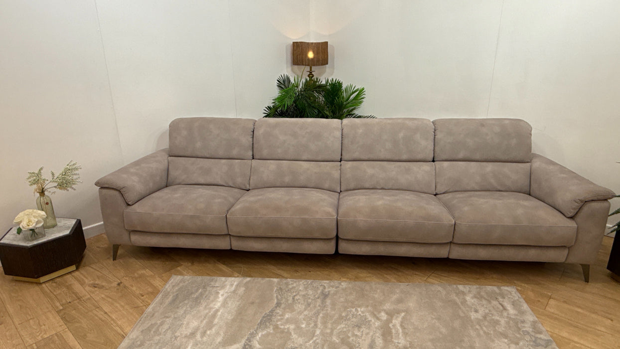 Sofology Illinois Fabric 4 Seater Split Power Recliner/Headrest Heated Seats in Lifestyle Mottled Marble