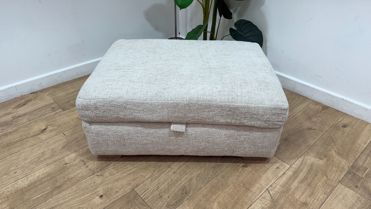 Sofology Tallulah Fabric Storage Footstool in Basketweave Chenille Cream