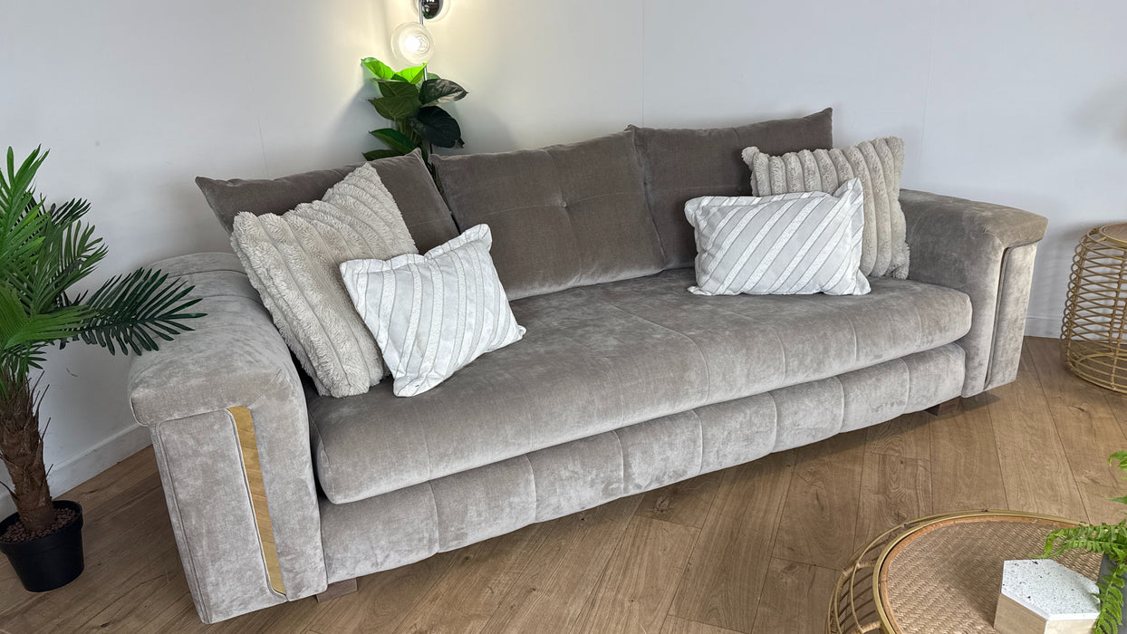 Sofology The Oscar 4 Seater Fabric Sofa in Fine Textured Chenille Stone Mix