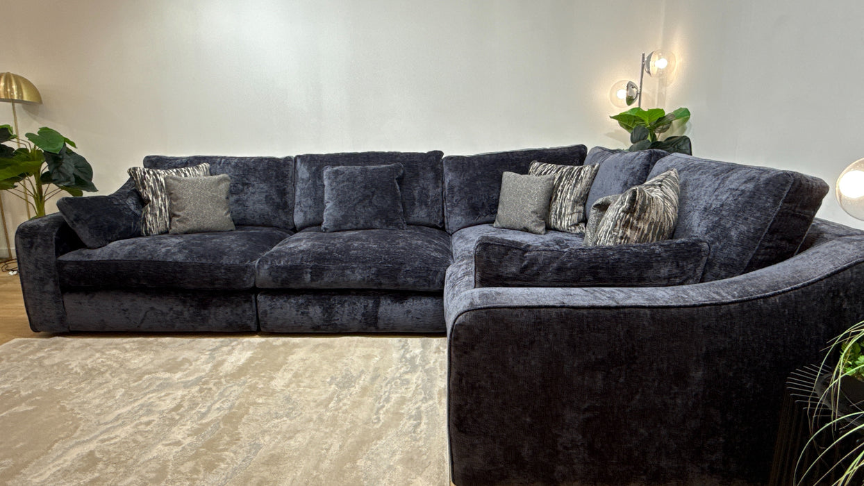 Sofology Bellagio Fabric 3 Corner 1 Reversible Feather Flex Seats in Chunky Luxe Chenille Ink Mix
