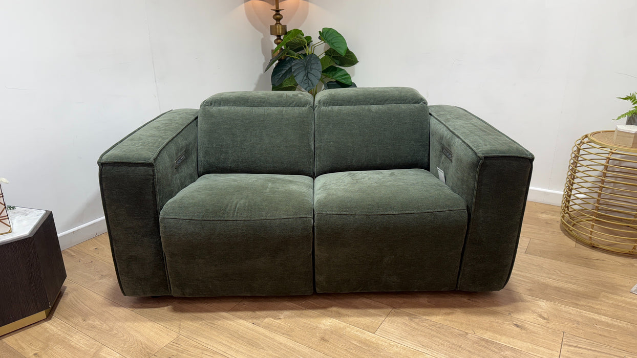 Sofology Horizon Fabric 2 Seater Power Recliner/Headrest in Textured Chenille Pine