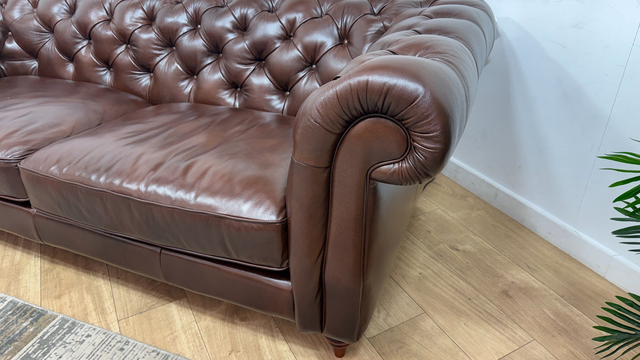 Sofology Darcy Leather 3 Seater without Studs in Trusty Supersoft Sheen Chestnut