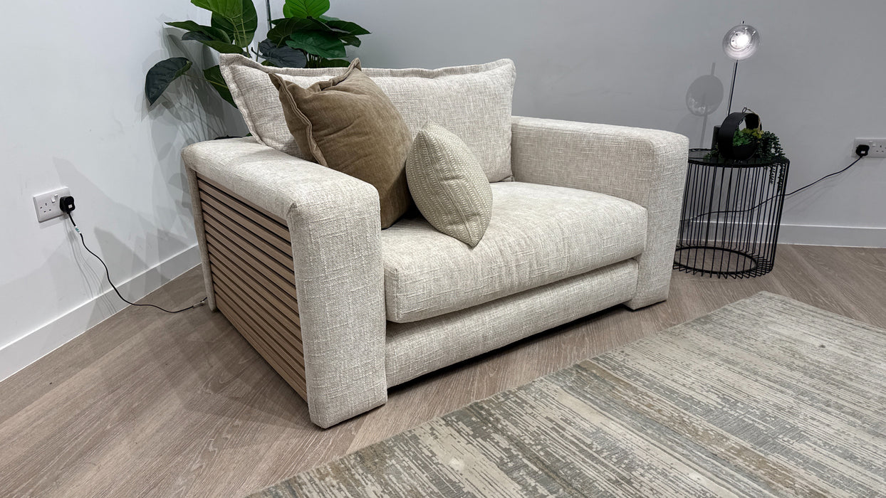 Sofology Cove  Fabric Loveseat Light Wood Panel in Artisan Chenille Ecru Mix