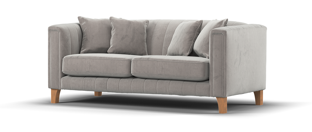 Sofology Fluted Isla Fabric 2 Seater in Velluto Silver