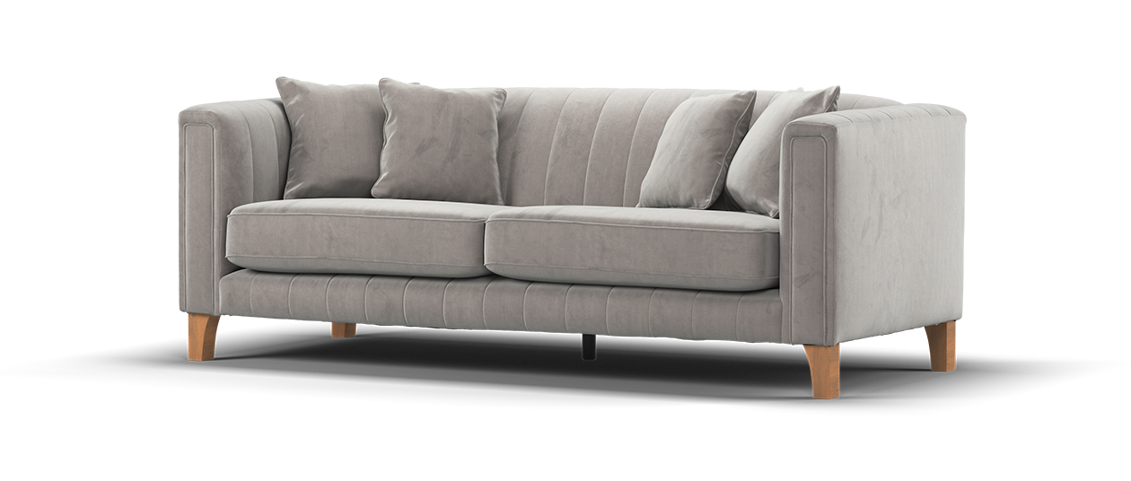 Sofology Fluted Isla Fabric 3 Seater in Velluto Silver