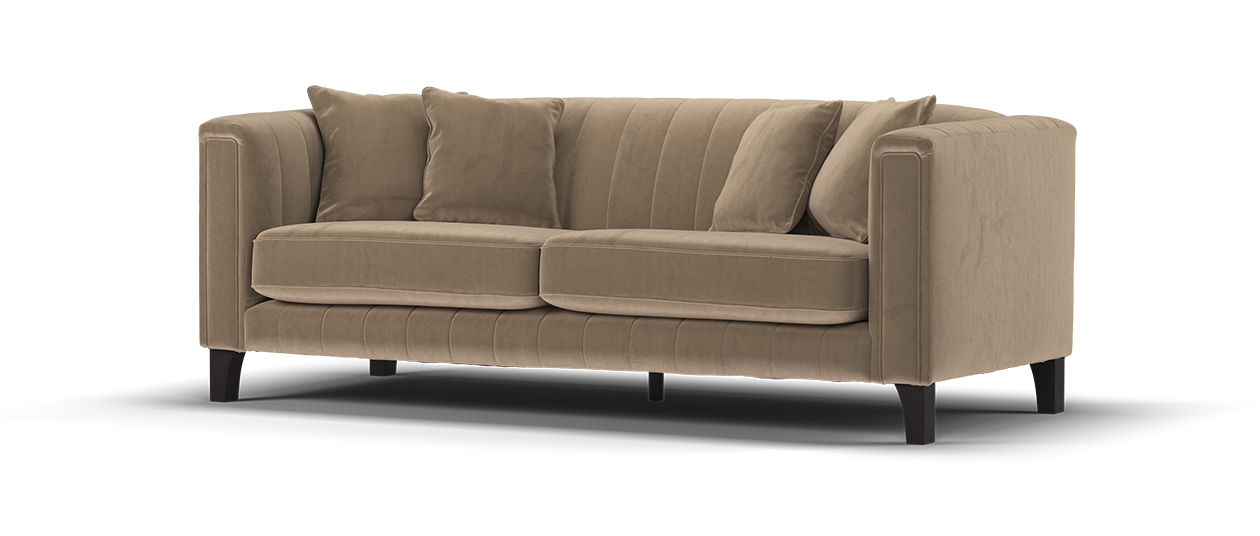 Sofology Fluted Isla Fabric 3 Seater in Mocha All Over