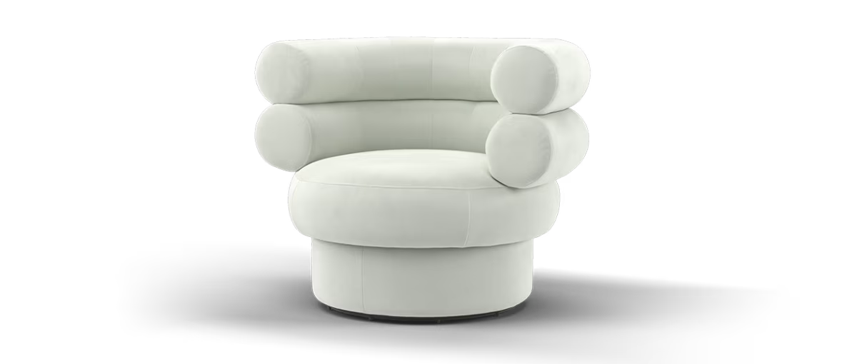 Sofology Fitzrovia Fabric Accent Swivel Chair in Matt Velvet Milk