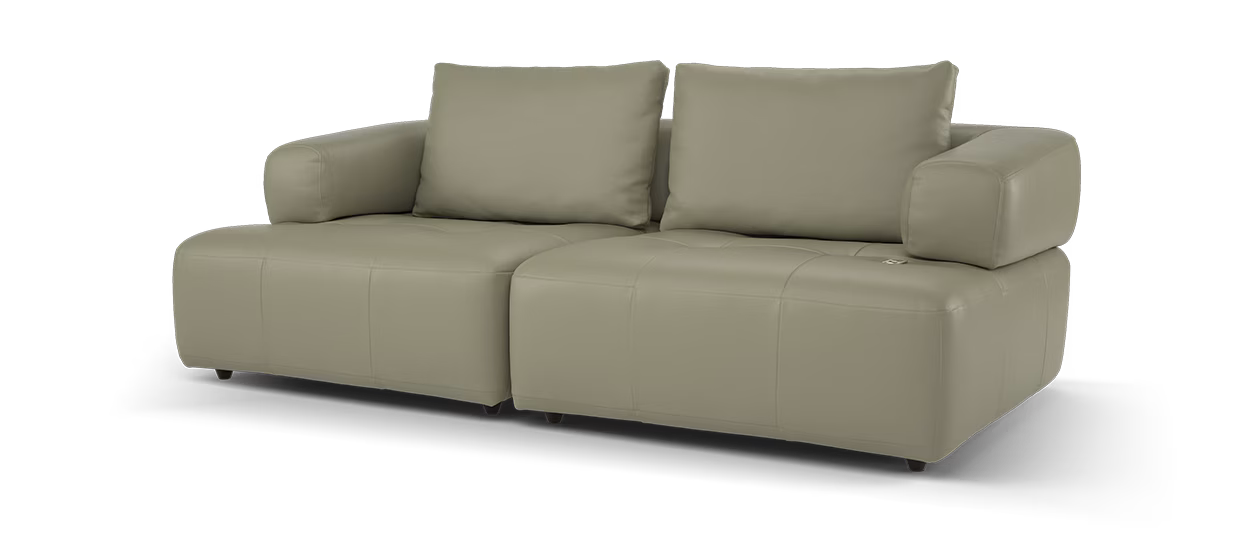 Sofology Flex Leather Power 3 Seater in Taupe