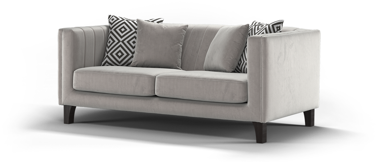 Sofology Fluted Ivy Fabric 2 Seater in Velluto Silver/Grey Mix