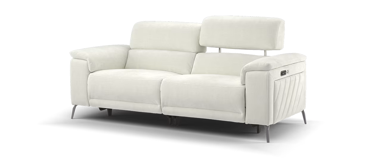 Sofology Fratelli Fabric 2.5 Seater Power Recliner/Headrest in Relaxed Chenille Cotton
