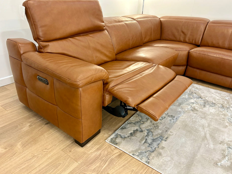 Laurence 3 Corner 3 - Leather Power Recliner Power Headrest - Metz Cognac