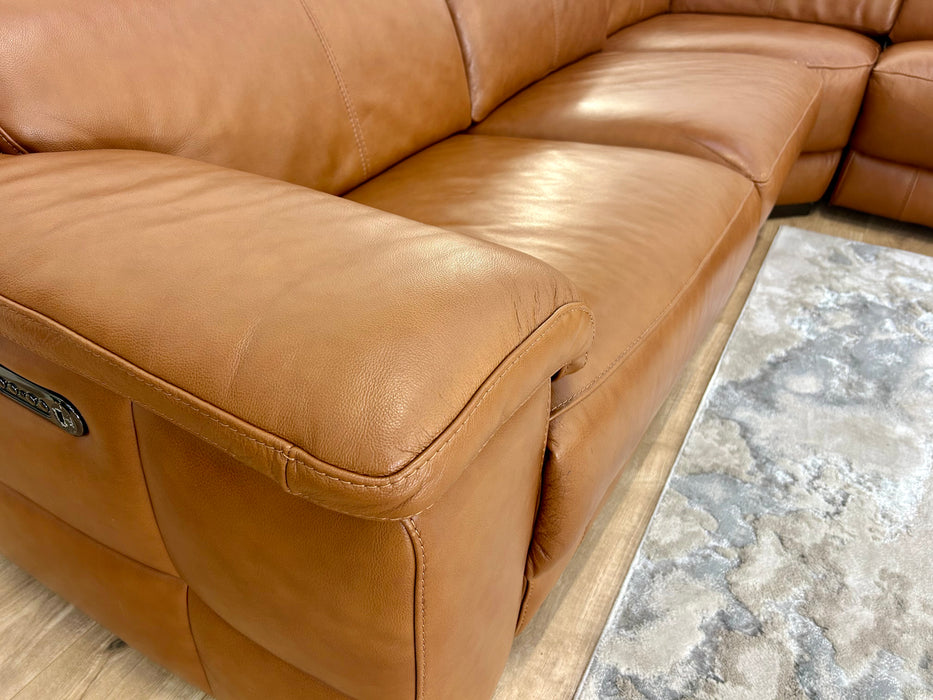 Laurence 3 Corner 3 - Leather Power Recliner Power Headrest - Metz Cognac