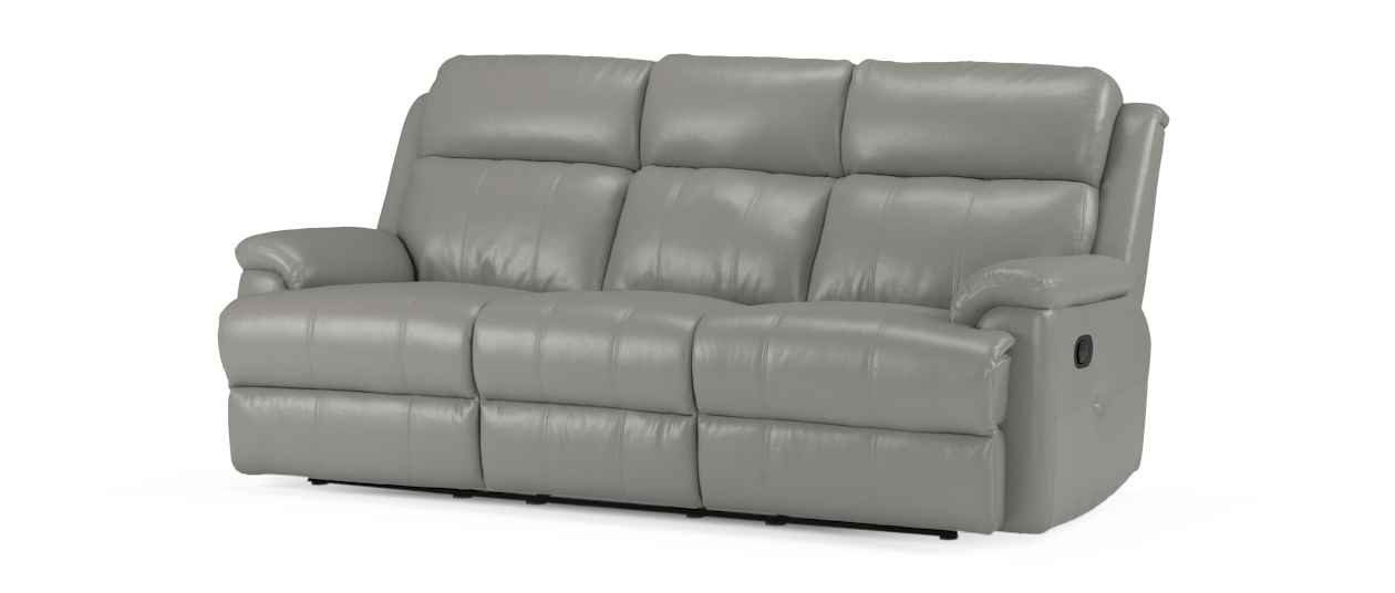 Sofology Gracie Leather 3 Seater Manual Recliner in Trusty Sheen New Club Grey