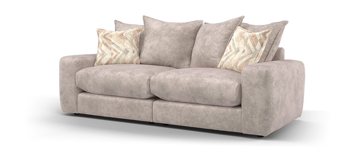 Sofology Haven Fabric 3 Seater Split Pillow Back Foam/Feather Seats in Cosy Chenille Pebble Mix