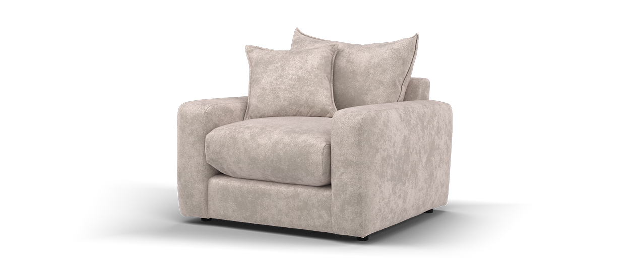 Sofology Haven Fabric Chair Full Back Fibre/Foam Seats in Cosy Chenille Pebble