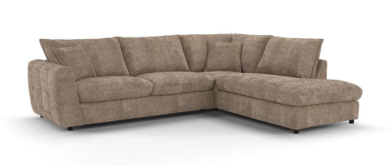 Sofology Hudson Fabric 3 Corner 1.5 Chaise Console in Mink