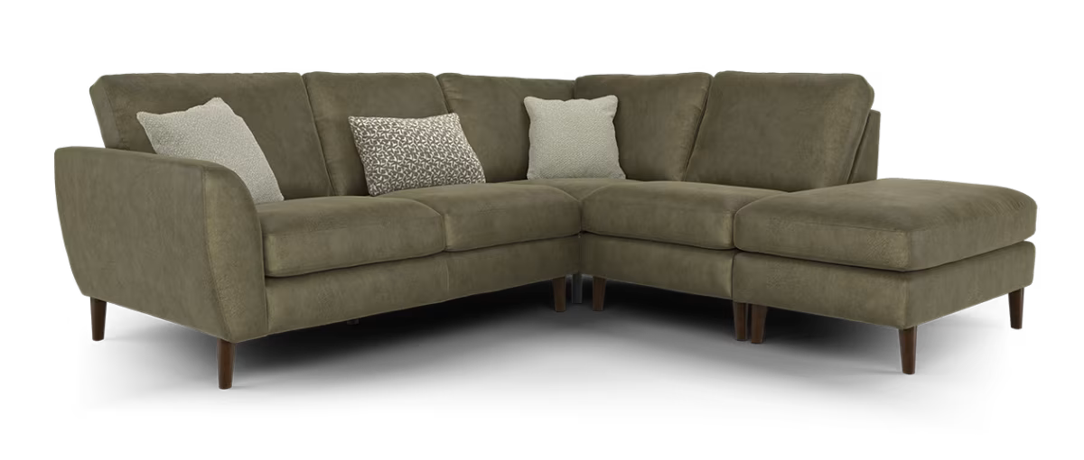 Sofology Hackney Fabric 2 Corner 1 Terminal Sprung Seats in Lifestyle Dapple Olive Green Mix