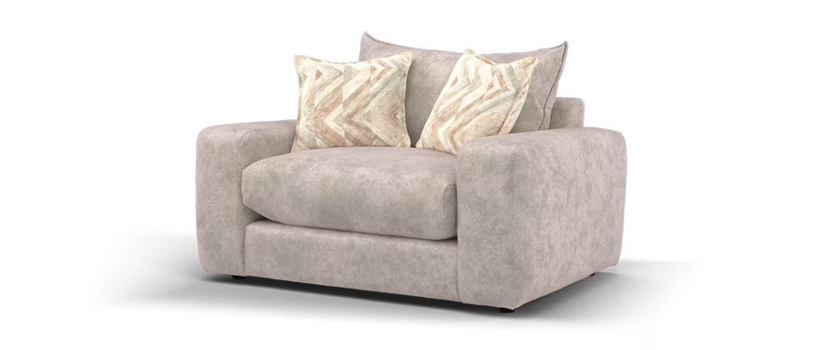 Sofology Haven Fabric Loveseat Full Back Fibre/Foam Seat in Cosy Chenille Pebble Mix