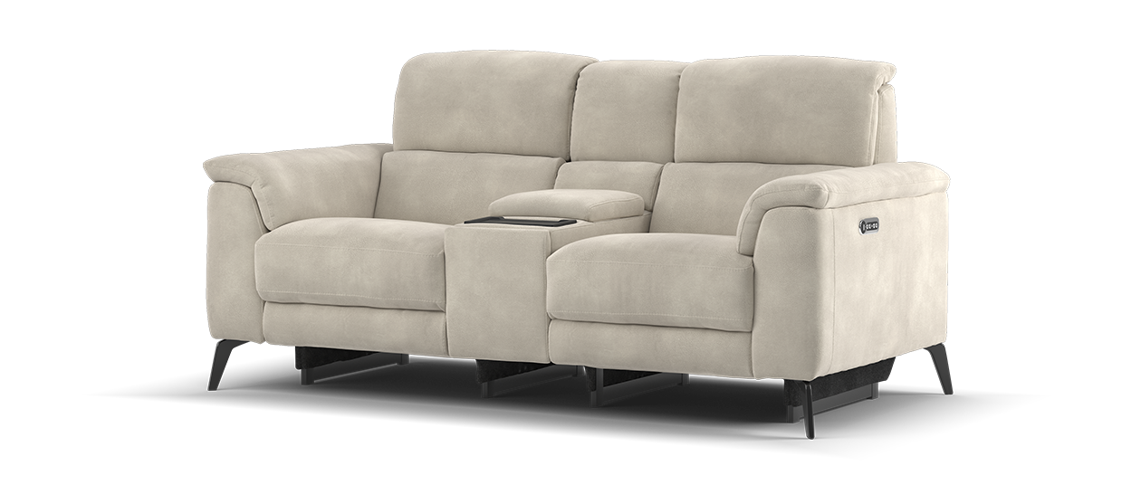 Sofology Illinois Fabric 2 Seater Console Power Recliner/Headrest in Lifestyle Mottled Marble