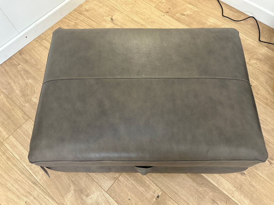 Mazzini Leather Storage Footstool - Dakota Grey