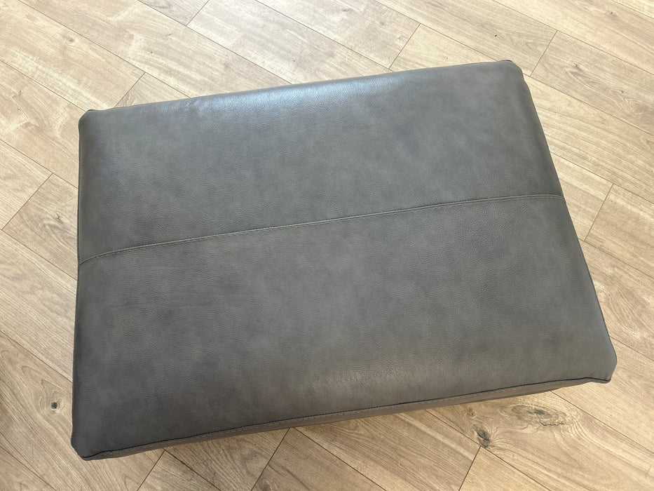 Mazzini Leather Storage Footstool - Dakota Grey